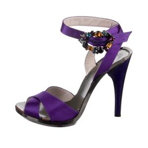 Emilio Pucci Purple Satin Sandals with Jewel Accent